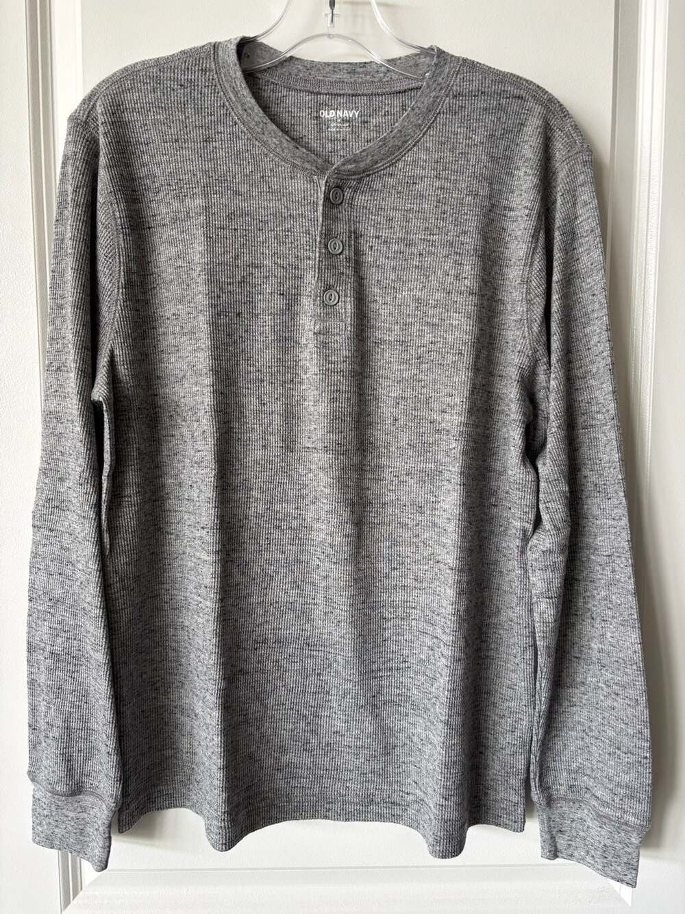 Old Navy Soft-Washed LS Thermal Henley Heather Grey Size M